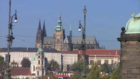 Prague Castle complex in Prague, official office of President Czech Republic Stock Footage 125511061