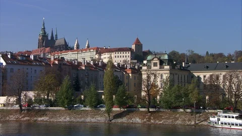 Prague Castle complex in Prague, official office of President Czech Republic Stock Footage 125512428