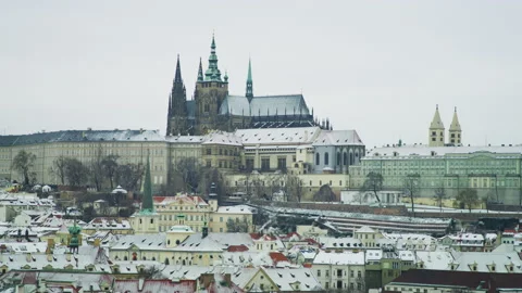 Prague Castle Complex with St. Vitus Cathedral Stock Footage 217372414