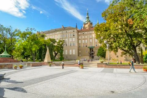 Prague Castle Complex with St Vitus Spire behind Stock Photos