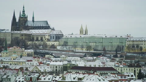 Prague Castle Complex on a winter day Stock Footage 217372156