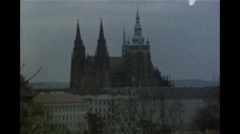 Prague Castle in the Distance, Super 8 Stock Footage 49977404