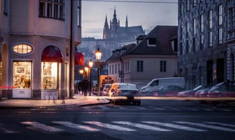 Prague castle at night Stock Photos