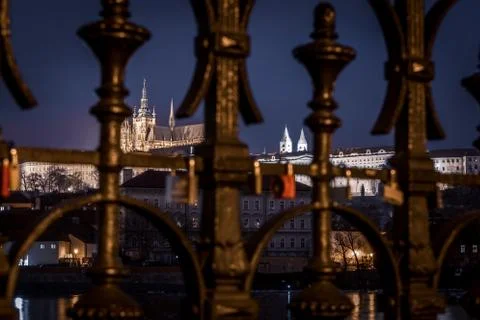 Prague castle at night Stock Photos