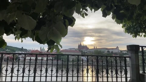 Prague castle sunset Stock Footage 195102428