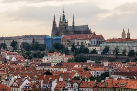Prague castle sunset view Stock Photos