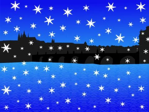 Prague castle in winter Illustrazione stock