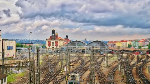 Prague Central Train Station Time Lapse Stock Footage 79326660