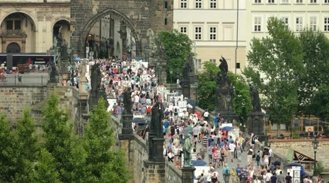 Prague. The Charles Bridge Stock Footage 52220780