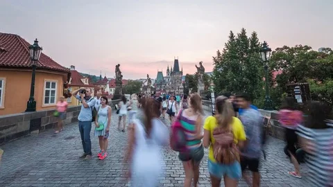 Prague Charles Bridge Hyperlapse Stock Footage 70565133