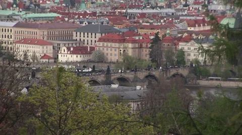 Prague - Charles Bridge from Petrin Stock Footage 30303490