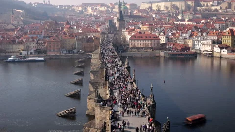 Prague Charles Bridge Timelapse Vídeos de archivo 306676206