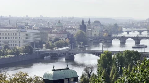 Prague Charles Bridge vertical 4K cinematic footage Czech Republic video 库存影片 218375842