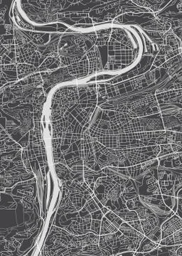 Prague city plan, detailed vector map Stock Illustration
