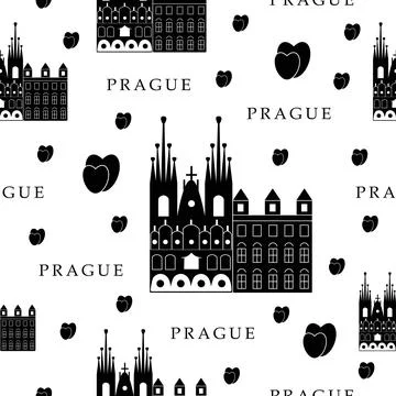 Prague city, seamless pattern Stock Illustration