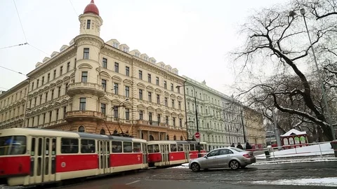 Prague city traffic Stock Footage 72372537