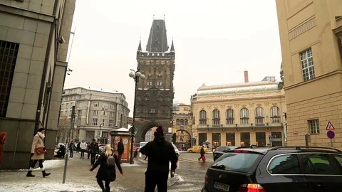 Prague city traffic Stock Footage 72373711