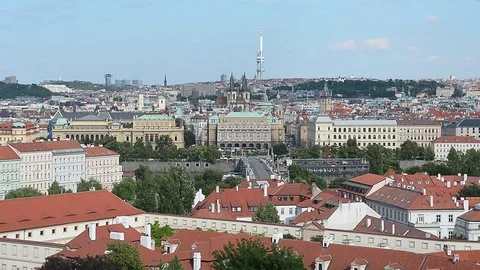 Prague Cityscape, Czech Republic Stock Footage 75337100