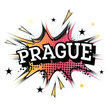 Prague Comic Text in Pop Art Style. Illustrazione stock