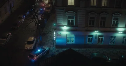 Prague, CZ - 01 12 2026:  Police vehicle flashing sirens. Stock Footage 329504305