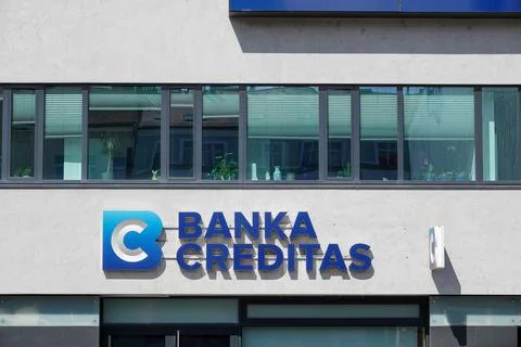 Prague, Czech Republic - April 11 2022: Logo of Banka Creditas in front of their Foto stock