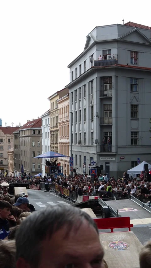 Prague, Czech Republic – August 23, 2025 – Crowds of spectators gather on the ci Stock Footage 315641123