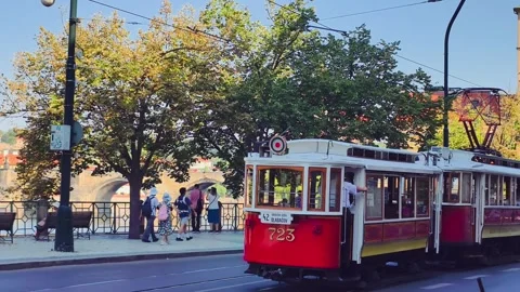 Prague, Czech Republic – August 3, 2026: Historic Prague Tram Stock Footage 341335121