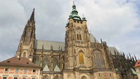 Prague, Czech Republic - August 30, 2021: St. Vitus cathedral in Prague castle Stock Footage 163376557