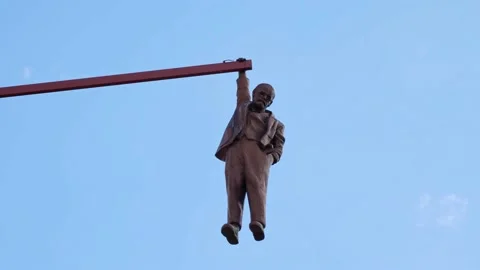 Prague, Czech Republic - August 30, 2021: Man Hanging Out created by the artist Stock Footage 198043389