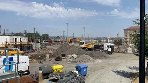 Prague, Czech Republic, August 6, 2026 selective focus on construction vehi.. Stock Footage 344802486