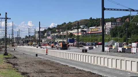 Prague, Czech Republic - July 22, 2026: Railway construction 4K 24 FPS Stock Footage 340264741