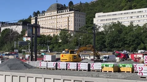 Prague, Czech Republic - July 22, 2026: Railway construction 4K 24 FPS Video stock 340264850