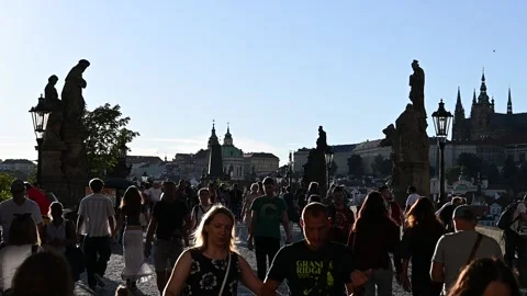 PRAGUE, CZECH REPUBLIC - JULY 3th 2025: City Center Life and Architecture Stock Footage 329530148