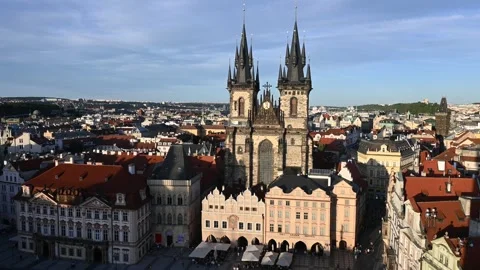 PRAGUE, CZECH REPUBLIC - JULY 3th 2025: City Center Life and Architecture Stock Footage 329530728