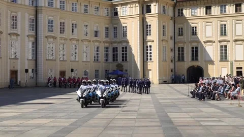 Prague, Czech Republic - June 25, 2026: Prague Castle Motorcycle Ceremony 4K Stock Footage 337647148