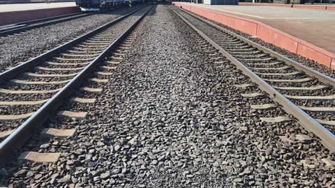 Prague, Czech Republic - March 18, 2026: Railway Tracks Vanishing Point 스톡 동영상 331069313