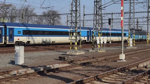 Prague, Czech Republic - March 18, 2026: Moving Train Undercarriage and Wheels Stock Footage 331069480