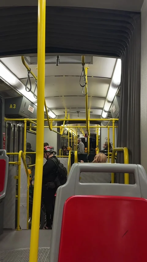 Prague, Czech Republic - May 11, 2026 - passenger riding inside contemporary Video stock 334676405