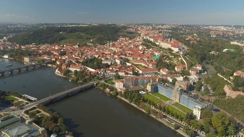 PRAGUE, CZECH REPUBLIC - MAY, 2019: Aerial pamorama drone view of the city Stock Footage 112981276