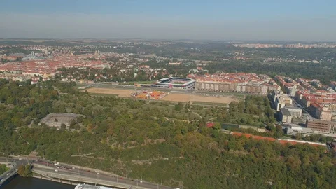 PRAGUE, CZECH REPUBLIC - MAY, 2019: Aerial pamorama drone view of the city Stock-Footage 112981769