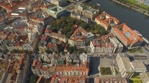 PRAGUE, CZECH REPUBLIC - MAY, 2019: Aerial pamorama drone view of the city Stock Footage 112982067