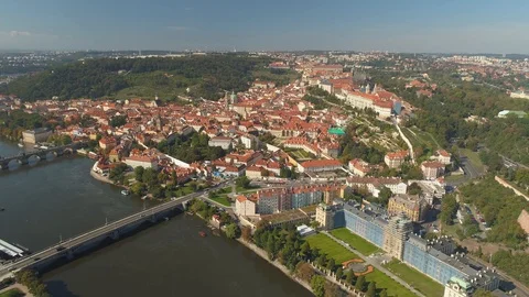 PRAGUE, CZECH REPUBLIC - MAY, 2019: Aerial pamorama drone view of the city Stock Footage 112982482