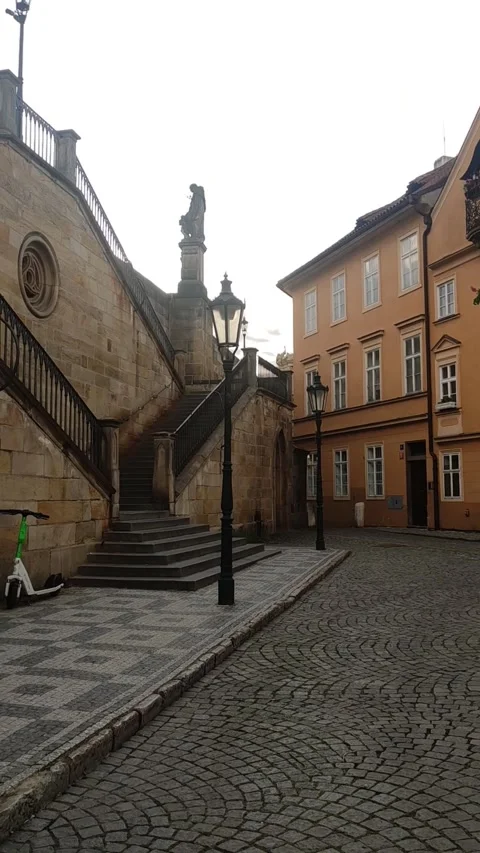 Prague, Czech republic - May 6, 2024: Kampa, Chales Bridge stairs Stock Footage 274634455