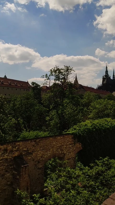 Prague, Czech republic - May 9, 2024: view from Royal garden of Prague Castle Stock Footage 275038398