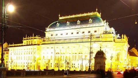 Prague. Czech Republic. Night traffic - October, 2017. Video stock 80802672