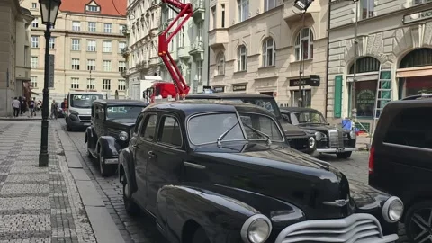 PRAGUE, CZECH REPUBLIC – SEPTEMBER 1, 2026: Film crew shooting a movie 4K video Stock Footage 344331830