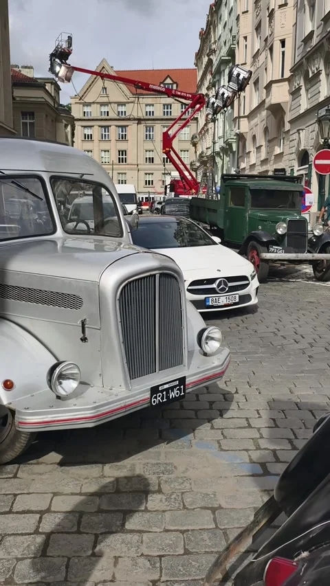 PRAGUE, CZECH REPUBLIC – SEPTEMBER 1, 2026: Film Set in Old Town Vertical 4K Stock Footage 344331855