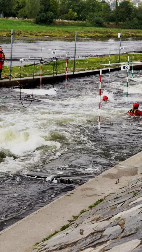 Prague, Czech Republic – September 10, 2026: Swift Water Rescue Training 4K Stock Footage 345162853