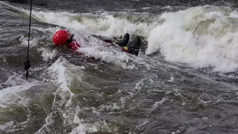 Prague, Czech Republic – September 10, 2026: Swift Water Rescue Training Stockbeeldmateriaal 345162947