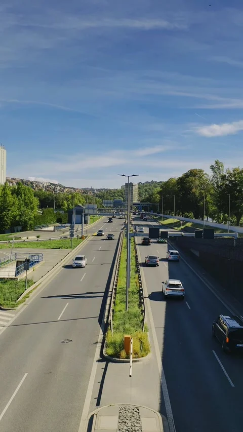 Prague, Czech Republic – September 19, 2026: Cars travel along a multi-lane Stock Footage 345902289